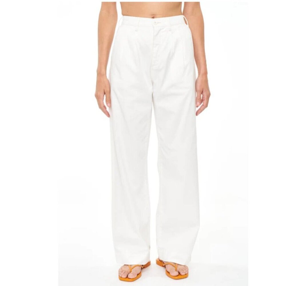 Pistola Ellery High Rise Wide Leg Pleated Trousers White Size 28